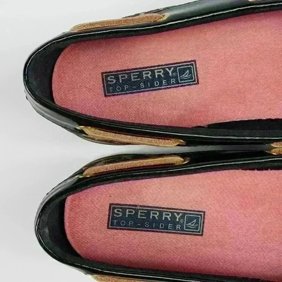 Sperry Top Sider Boat Shoes Sparkly Leopard Brown Black Raw Hide Lace Size 7.5M - Picture 8 of 16